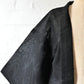 Vintage women's unlined black sheer silk haori for summer, with woven running water and bamboo motifs.