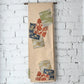 Full view of vintage Japanese women's cream beige silk fukuro obi with Shikishi square paper motif.