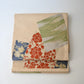 Vintage Japanese women's cream beige silk fukuro obi with Shikishi square paper motif.