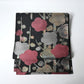 Vintage women's silk fukuro obi with stylised plum blossom woven with metallic silver and gold.