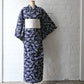 Full view of vintage Japanese women's authentic yukata, Chusen dyed cotton from the late 20th century.