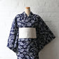 Vintage Japanese women's authentic yukata, Chusen dyed cotton from the late 20th century.