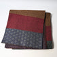 Vintage Japanese women's silk textured geometric design Fukuro obi in warm rustic tones.
