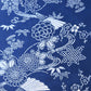 Close-up view of vintage traditional yukata cotton fabric with seasonal flowers, sold by the metre.