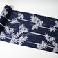 Vintage women's yukata cotton fabric with white maple motif on dark indigo base, sold by the metre.